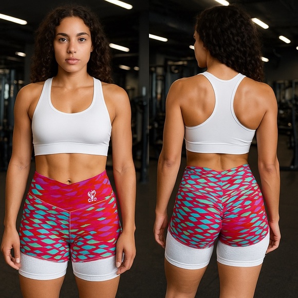 CLS Pants - CLS Activewear Scrunch Booty Shorts – Colorful Print, Double Layer, Made in USA